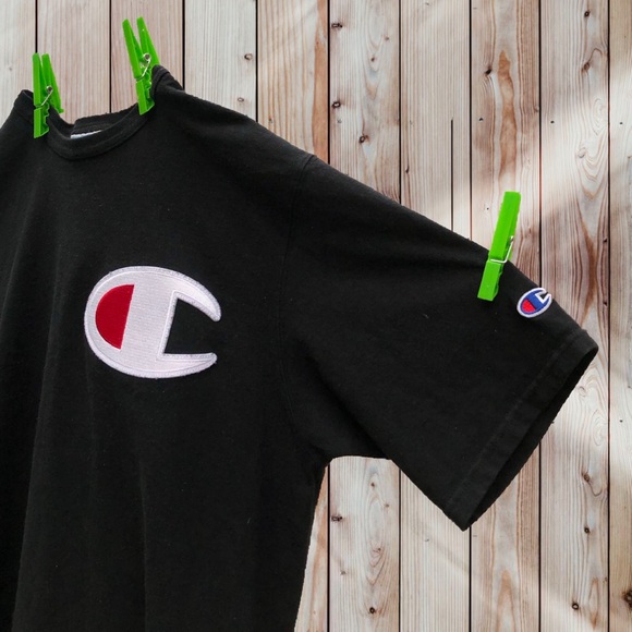 //champion black embroidered short sleeve tee// - Picture 2 of 3